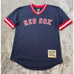Boston Red Sox Cooperstown Collection Jersey Youth Large 14/16 Navy Blue‎ Mesh